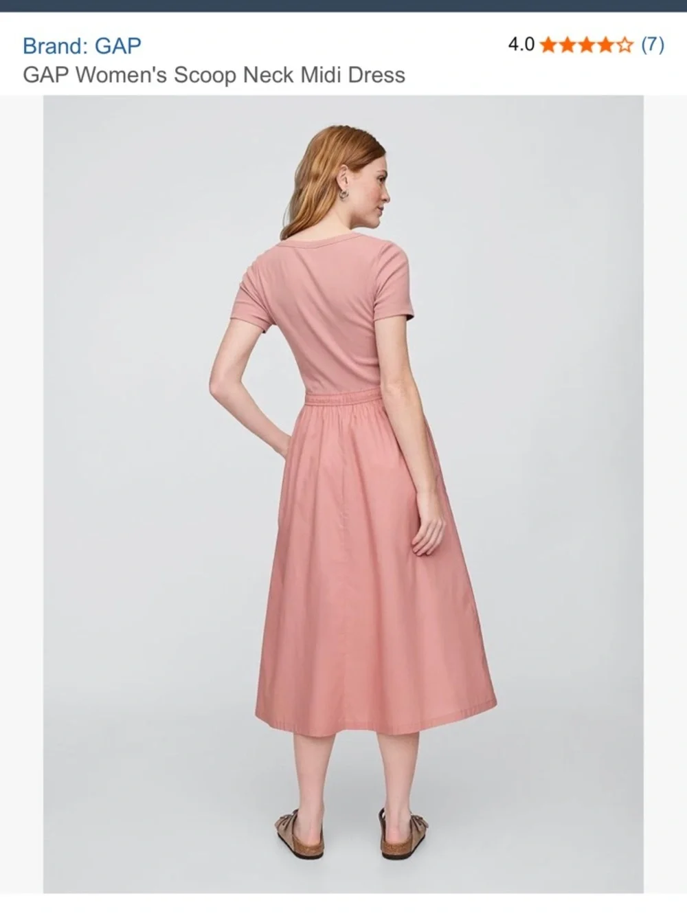 GAP Scoop Neck Midi Dress in Dusty Rose Size M , L NWT - Picture 2 of 6